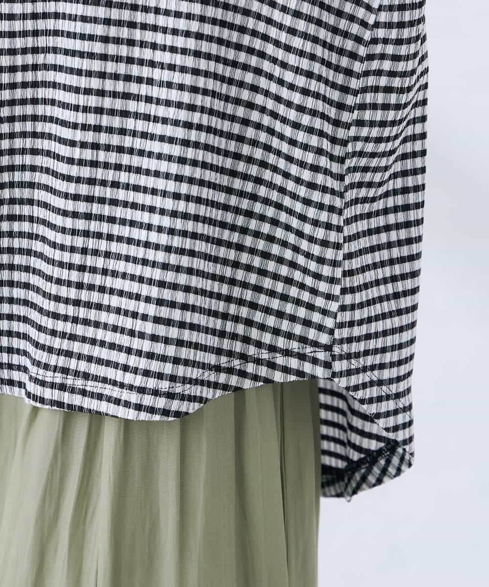 K2KGD30039 a.v.v(アー・ヴェ・ヴェ) ボーダー楊柳袖デザインカットソー ピンク