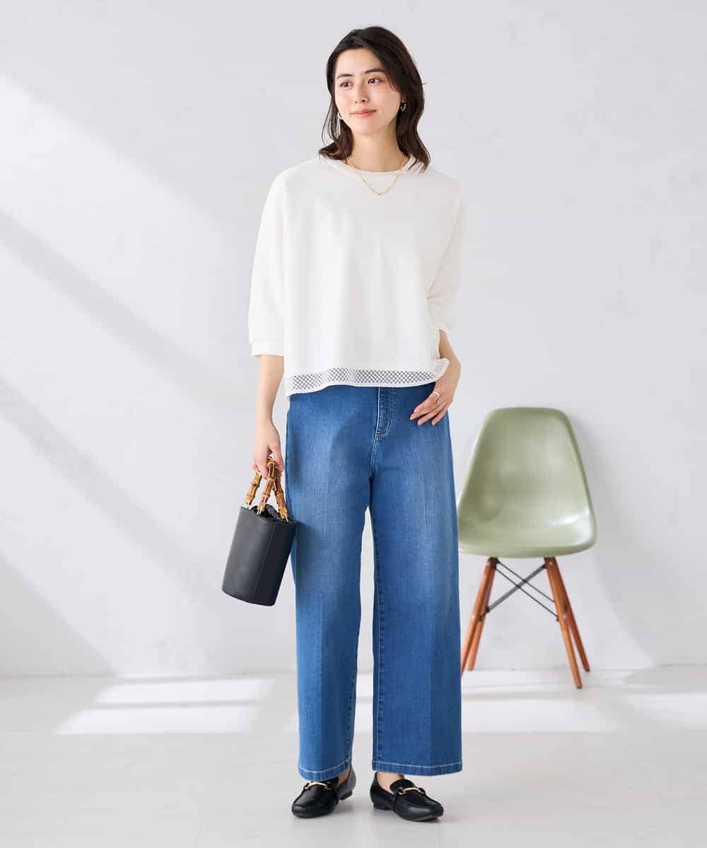 K2KGD31044 a.v.v(アー・ヴェ・ヴェ) 幾何レースドルマンカットソー グリーン