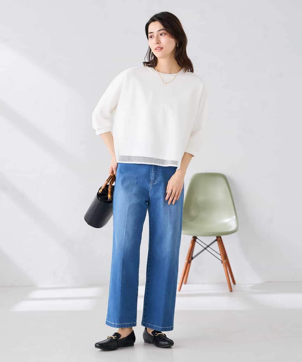 K2KGD31044 a.v.v(アー・ヴェ・ヴェ) 幾何レースドルマンカットソー グリーン