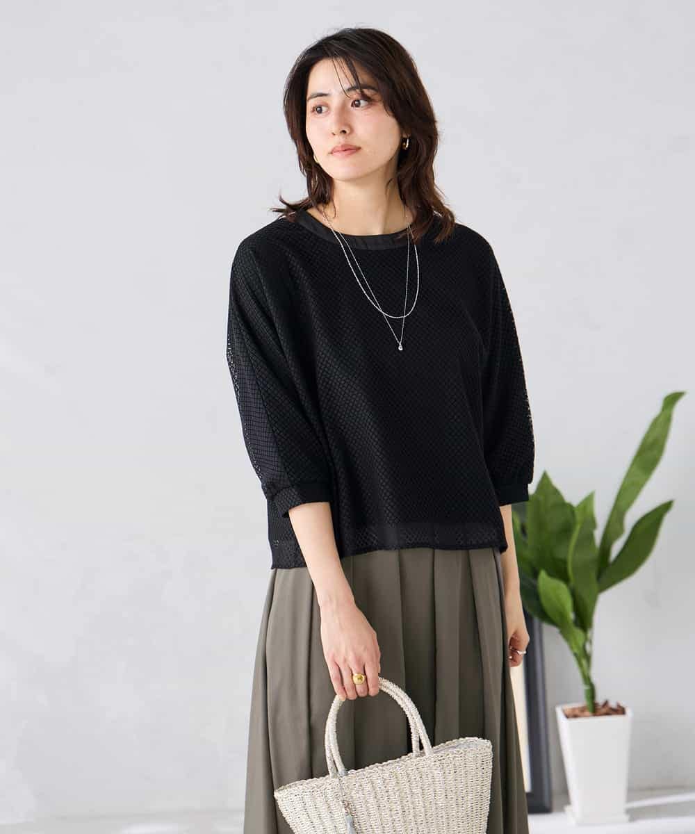 K2KGD31044 a.v.v(アー・ヴェ・ヴェ) 幾何レースドルマンカットソー グリーン