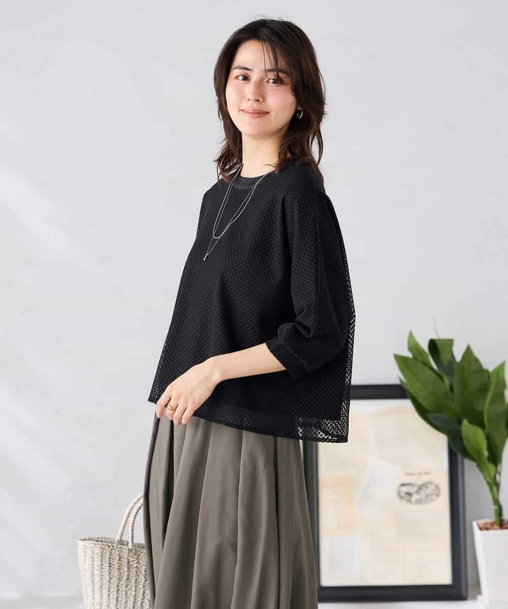 K2KGD31044 a.v.v(アー・ヴェ・ヴェ) 幾何レースドルマンカットソー グリーン