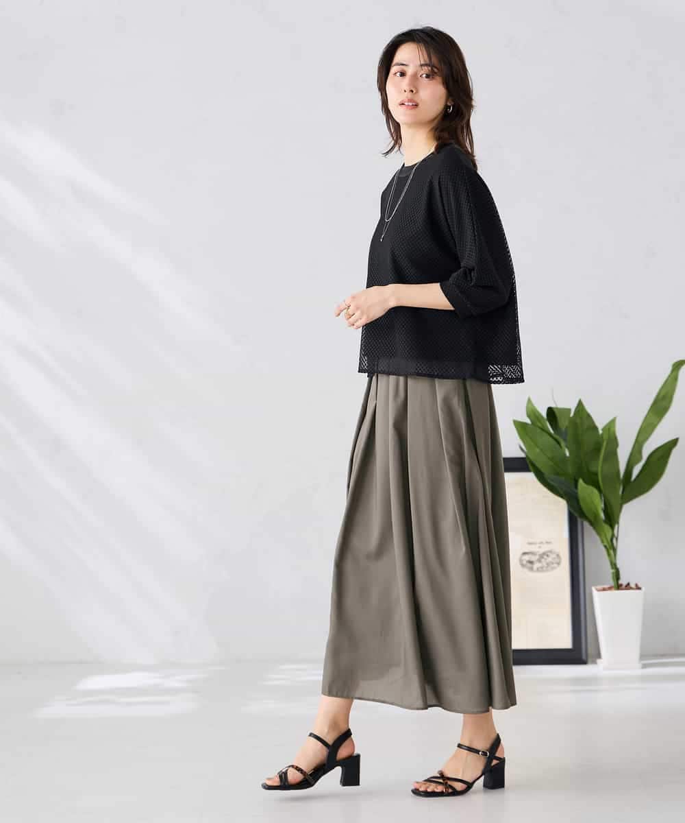 K2KGD31044 a.v.v(アー・ヴェ・ヴェ) 幾何レースドルマンカットソー グリーン