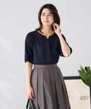 K2KGD32044 a.v.v(アー・ヴェ・ヴェ) レースジャガードスリーブトップス ネイビー