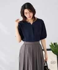 K2KGD32044 a.v.v(アー・ヴェ・ヴェ) レースジャガードスリーブトップス ネイビー