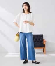 K2KGD32044 a.v.v(アー・ヴェ・ヴェ) レースジャガードスリーブトップス ネイビー