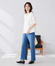 K2KGD32044 a.v.v(アー・ヴェ・ヴェ) レースジャガードスリーブトップス ネイビー