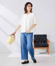 K2KGD32044 a.v.v(アー・ヴェ・ヴェ) レースジャガードスリーブトップス ネイビー