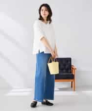 K2KGD32044 a.v.v(アー・ヴェ・ヴェ) レースジャガードスリーブトップス ネイビー