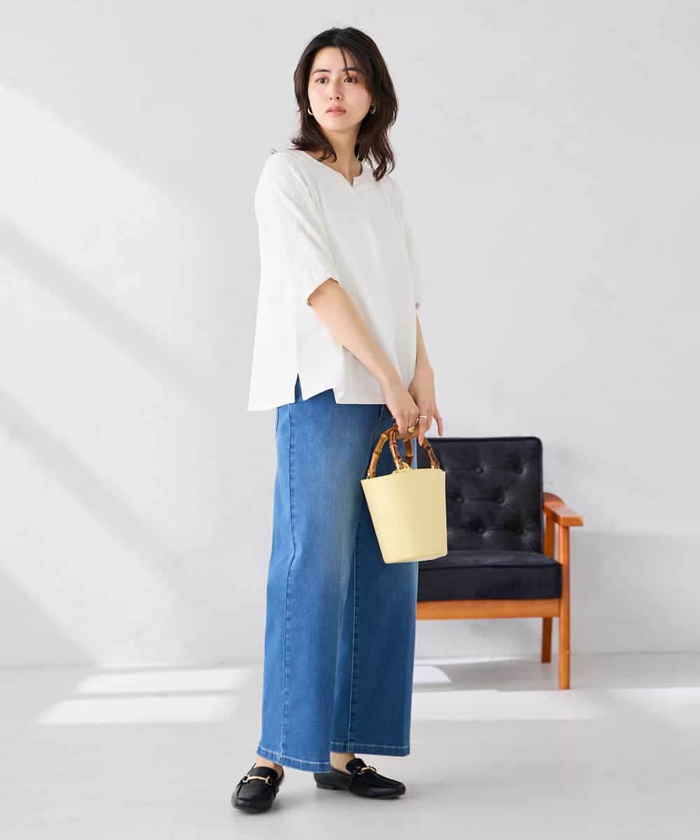 K2KGD32044 a.v.v(アー・ヴェ・ヴェ) レースジャガードスリーブトップス ネイビー