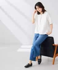 K2KGD32044 a.v.v(アー・ヴェ・ヴェ) レースジャガードスリーブトップス ネイビー