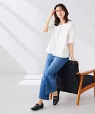 K2KGD32044 a.v.v(アー・ヴェ・ヴェ) レースジャガードスリーブトップス ネイビー