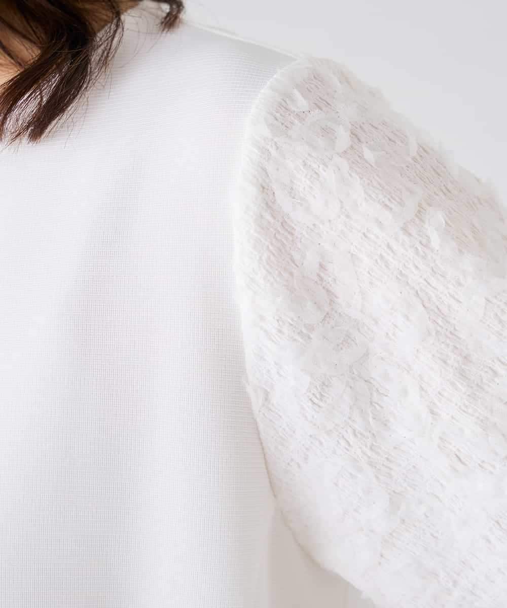 K2KGD32044 a.v.v(アー・ヴェ・ヴェ) レースジャガードスリーブトップス ネイビー