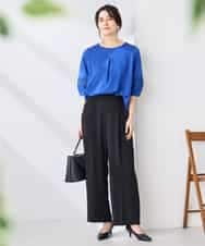 K2KGD34049 a.v.v(アー・ヴェ・ヴェ) 袖口レースチュニックカットソー ブルー