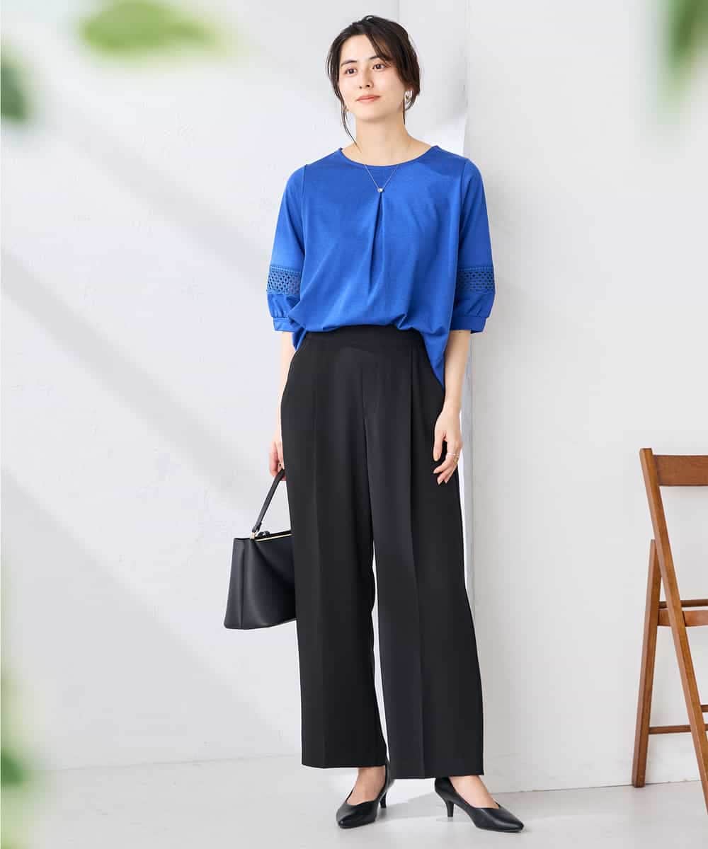 K2KGD34049 a.v.v(アー・ヴェ・ヴェ) 袖口レースチュニックカットソー ブルー