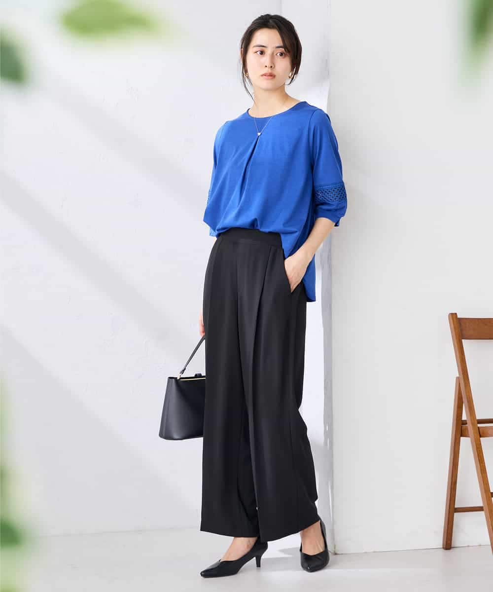 K2KGD34049 a.v.v(アー・ヴェ・ヴェ) 袖口レースチュニックカットソー ブルー