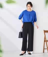 K2KGD34049 a.v.v(アー・ヴェ・ヴェ) 袖口レースチュニックカットソー ブルー