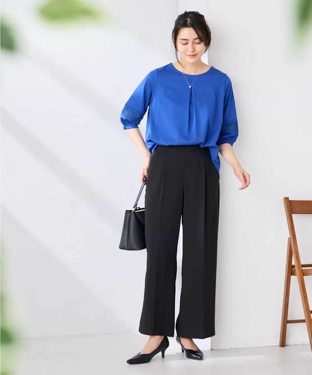 K2KGD34049 a.v.v(アー・ヴェ・ヴェ) 袖口レースチュニックカットソー ブルー