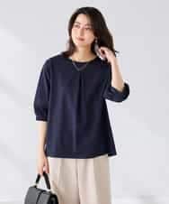 K2KGD34049 a.v.v(アー・ヴェ・ヴェ) 袖口レースチュニックカットソー ブルー