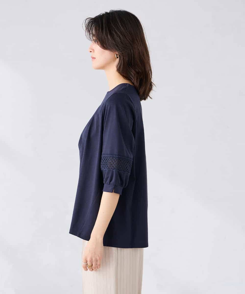 K2KGD34049 a.v.v(アー・ヴェ・ヴェ) 袖口レースチュニックカットソー ブルー