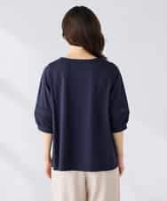 K2KGD34049 a.v.v(アー・ヴェ・ヴェ) 袖口レースチュニックカットソー ブルー