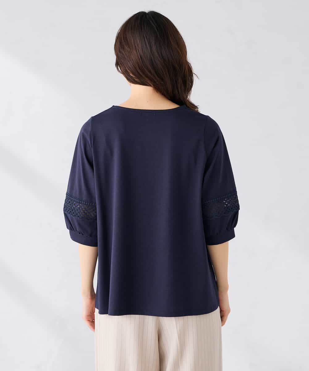 K2KGD34049 a.v.v(アー・ヴェ・ヴェ) 袖口レースチュニックカットソー ブルー