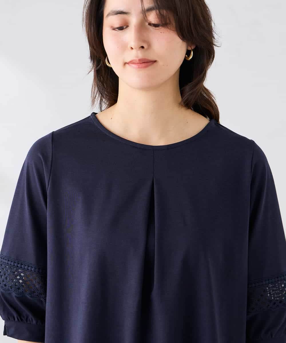 K2KGD34049 a.v.v(アー・ヴェ・ヴェ) 袖口レースチュニックカットソー ブルー