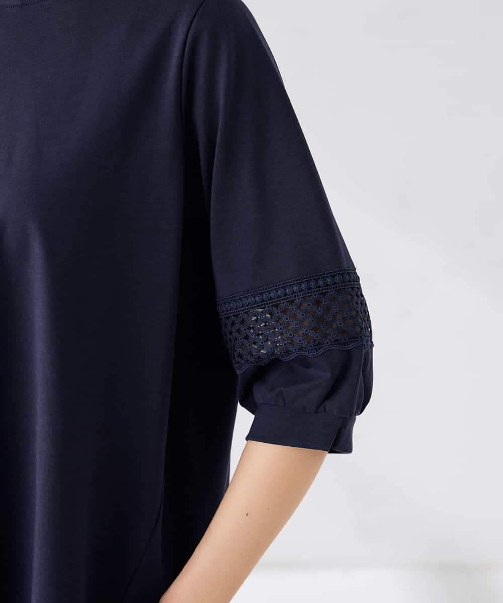 K2KGD34049 a.v.v(アー・ヴェ・ヴェ) 袖口レースチュニックカットソー ブルー