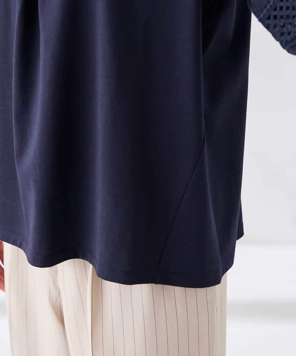 K2KGD34049 a.v.v(アー・ヴェ・ヴェ) 袖口レースチュニックカットソー ブルー