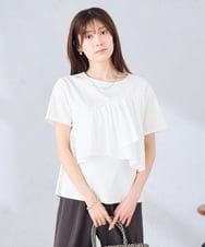 K2KGD36044 a.v.v(アー・ヴェ・ヴェ) フリルドッキングTシャツ ホワイト