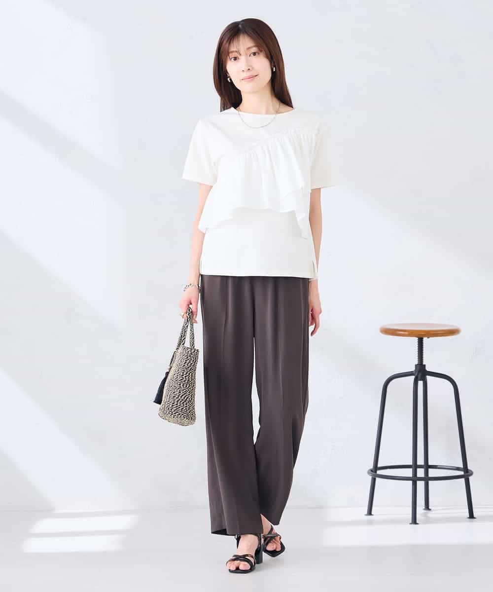 K2KGD36044 a.v.v(アー・ヴェ・ヴェ) フリルドッキングTシャツ ホワイト