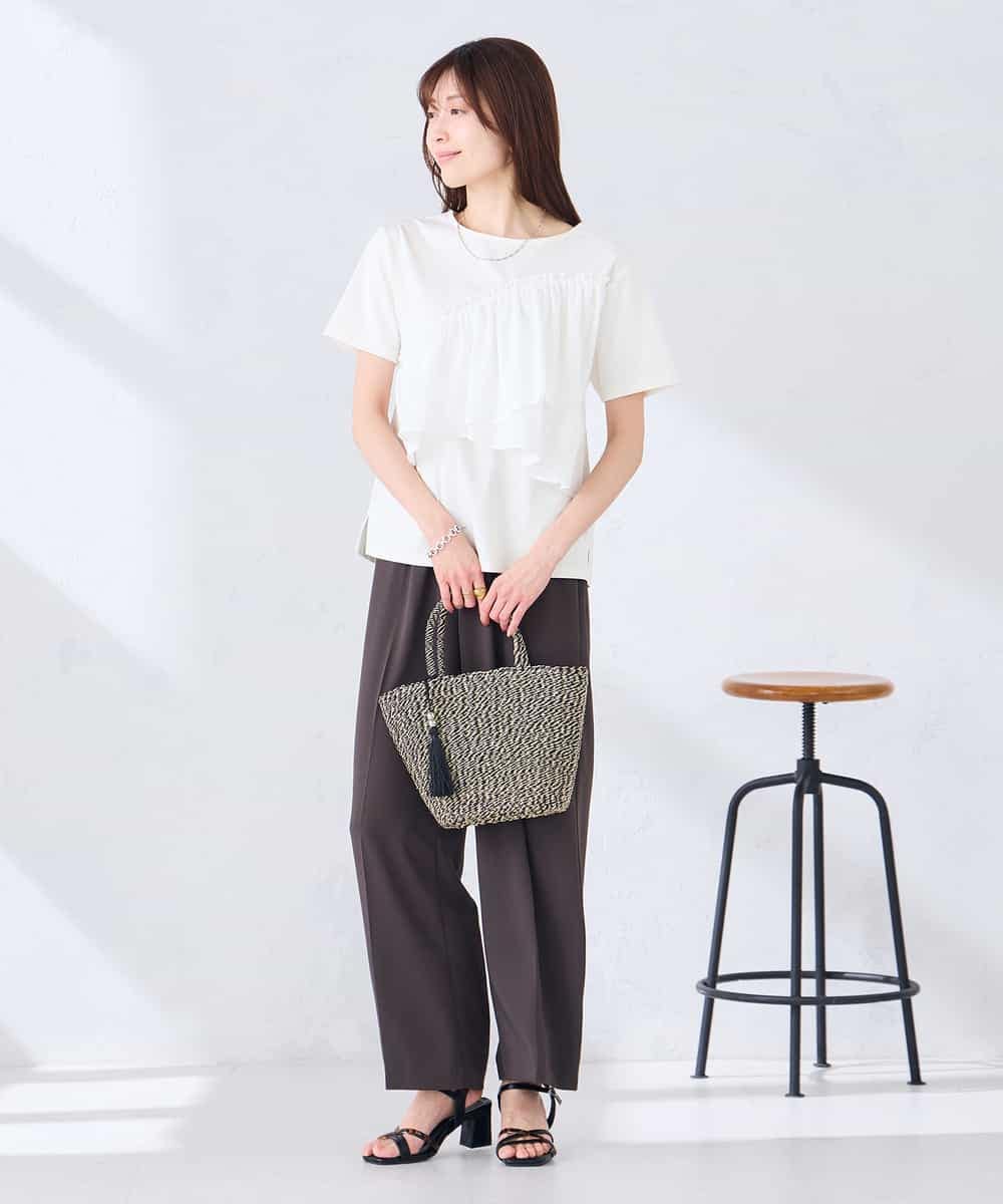 K2KGD36044 a.v.v(アー・ヴェ・ヴェ) フリルドッキングTシャツ ホワイト