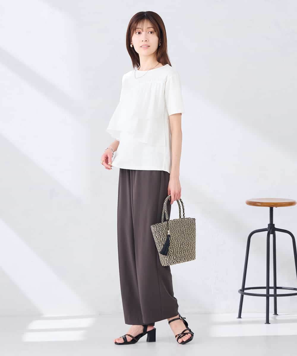 K2KGD36044 a.v.v(アー・ヴェ・ヴェ) フリルドッキングTシャツ ホワイト