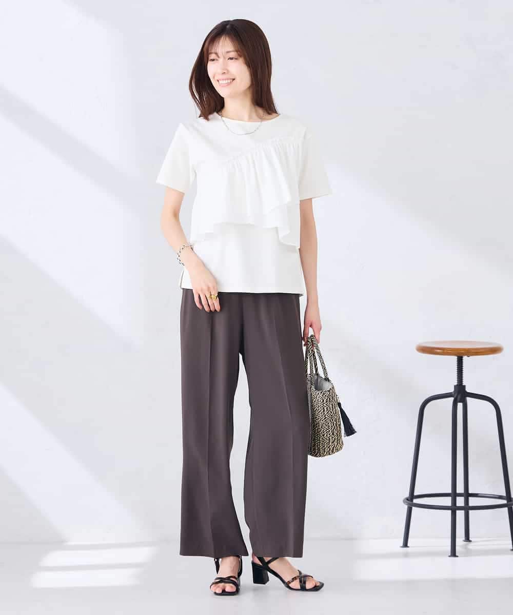 K2KGD36044 a.v.v(アー・ヴェ・ヴェ) フリルドッキングTシャツ ホワイト