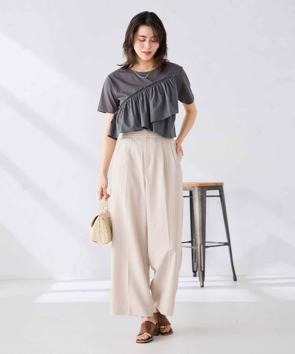 K2KGD36044 a.v.v(アー・ヴェ・ヴェ) フリルドッキングTシャツ ホワイト