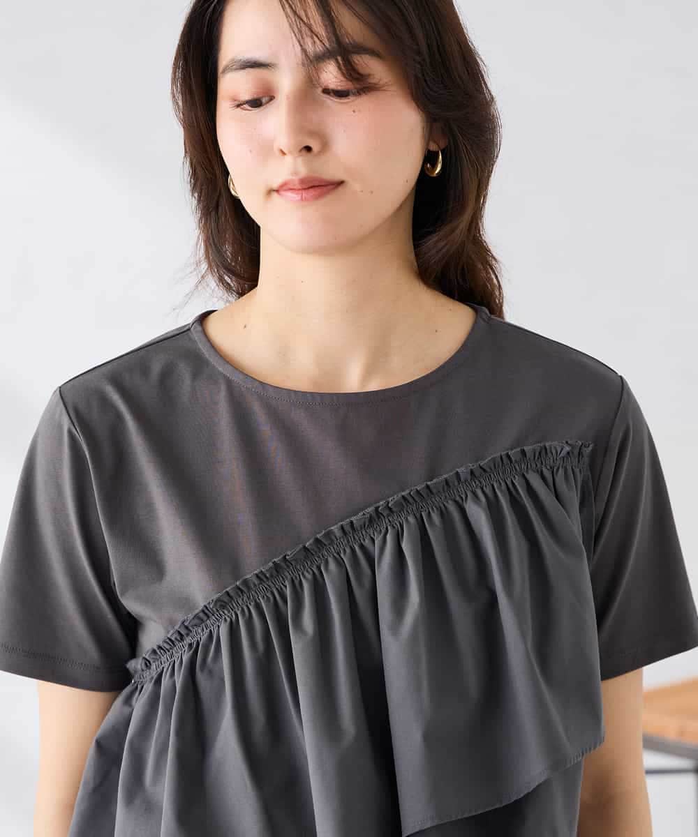 K2KGD36044 a.v.v(アー・ヴェ・ヴェ) フリルドッキングTシャツ ホワイト