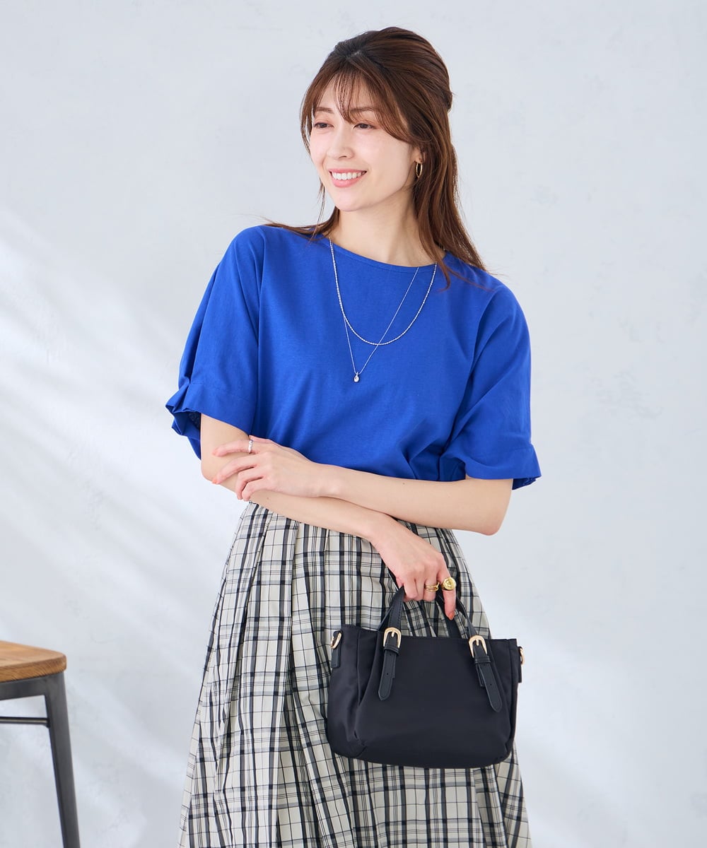 K2KGD37035 a.v.v(アー・ヴェ・ヴェ) 【接触冷感/UVカット/コットン 100%】タックドルマンスリーブカットソー オレンジ