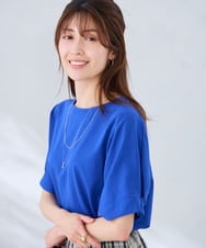 K2KGD37035 a.v.v(アー・ヴェ・ヴェ) 【接触冷感/UVカット/コットン 100%】タックドルマンスリーブカットソー ブルー