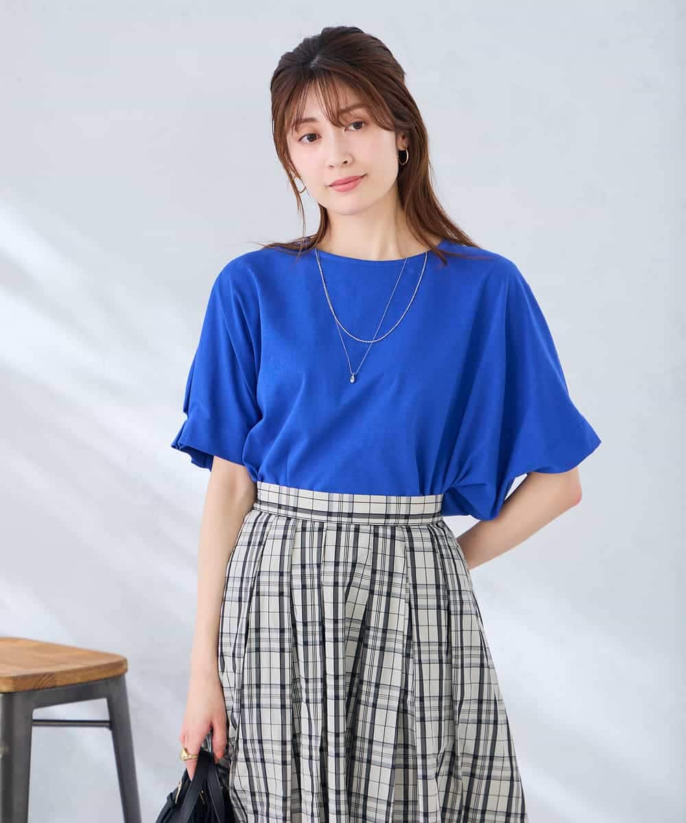 K2KGD37035 a.v.v(アー・ヴェ・ヴェ) 【接触冷感/UVカット/コットン 100%】タックドルマンスリーブカットソー オレンジ