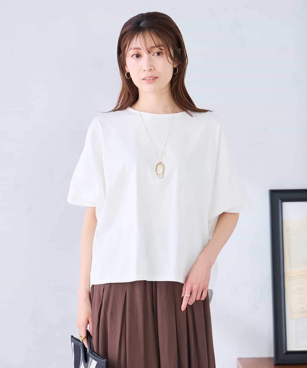 K2KGD37035 a.v.v(アー・ヴェ・ヴェ) 【接触冷感/UVカット/コットン 100%】タックドルマンスリーブカットソー オレンジ