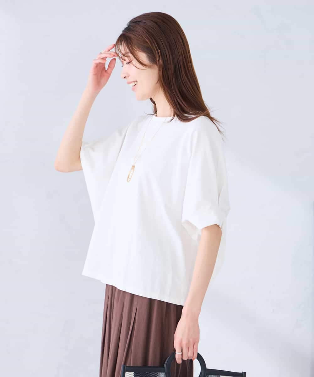 K2KGD37035 a.v.v(アー・ヴェ・ヴェ) 【接触冷感/UVカット/コットン 100%】タックドルマンスリーブカットソー オレンジ