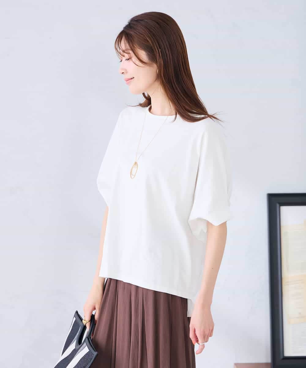 K2KGD37035 a.v.v(アー・ヴェ・ヴェ) 【接触冷感/UVカット/コットン 100%】タックドルマンスリーブカットソー オレンジ