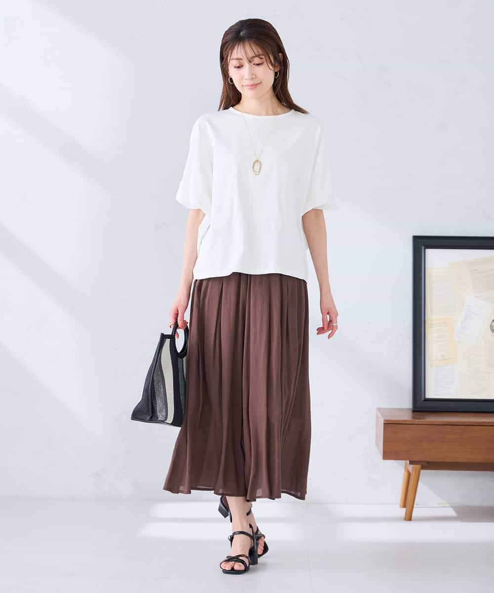 K2KGD37035 a.v.v(アー・ヴェ・ヴェ) 【接触冷感/UVカット/コットン 100%】タックドルマンスリーブカットソー オレンジ