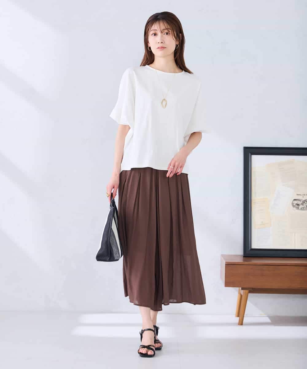 K2KGD37035 a.v.v(アー・ヴェ・ヴェ) 【接触冷感/UVカット/コットン 100%】タックドルマンスリーブカットソー オレンジ