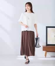 K2KGD37035 a.v.v(アー・ヴェ・ヴェ) 【接触冷感/UVカット/コットン 100%】タックドルマンスリーブカットソー オレンジ