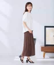 K2KGD37035 a.v.v(アー・ヴェ・ヴェ) 【接触冷感/UVカット/コットン 100%】タックドルマンスリーブカットソー オレンジ