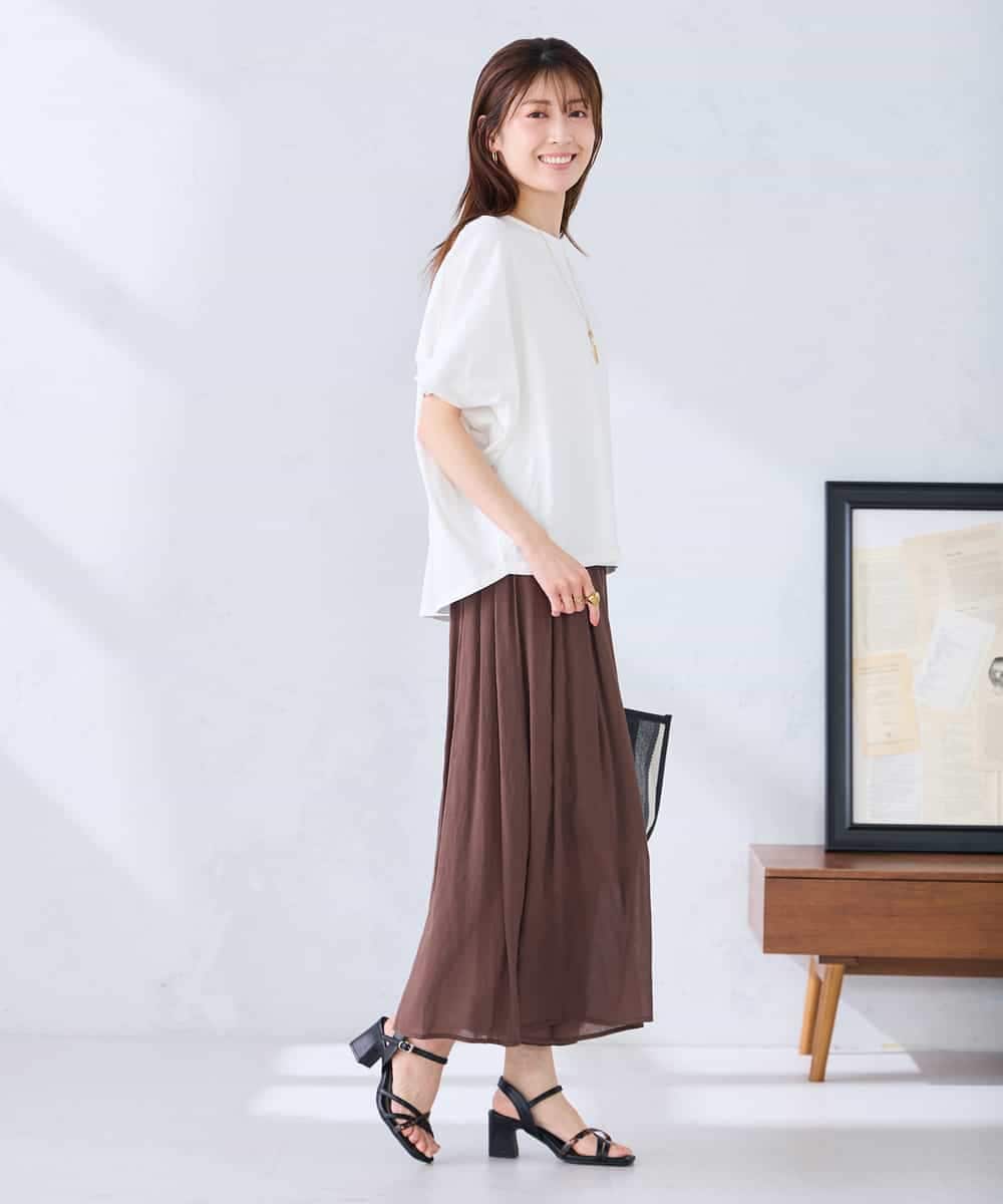 K2KGD37035 a.v.v(アー・ヴェ・ヴェ) 【接触冷感/UVカット/コットン 100%】タックドルマンスリーブカットソー オレンジ