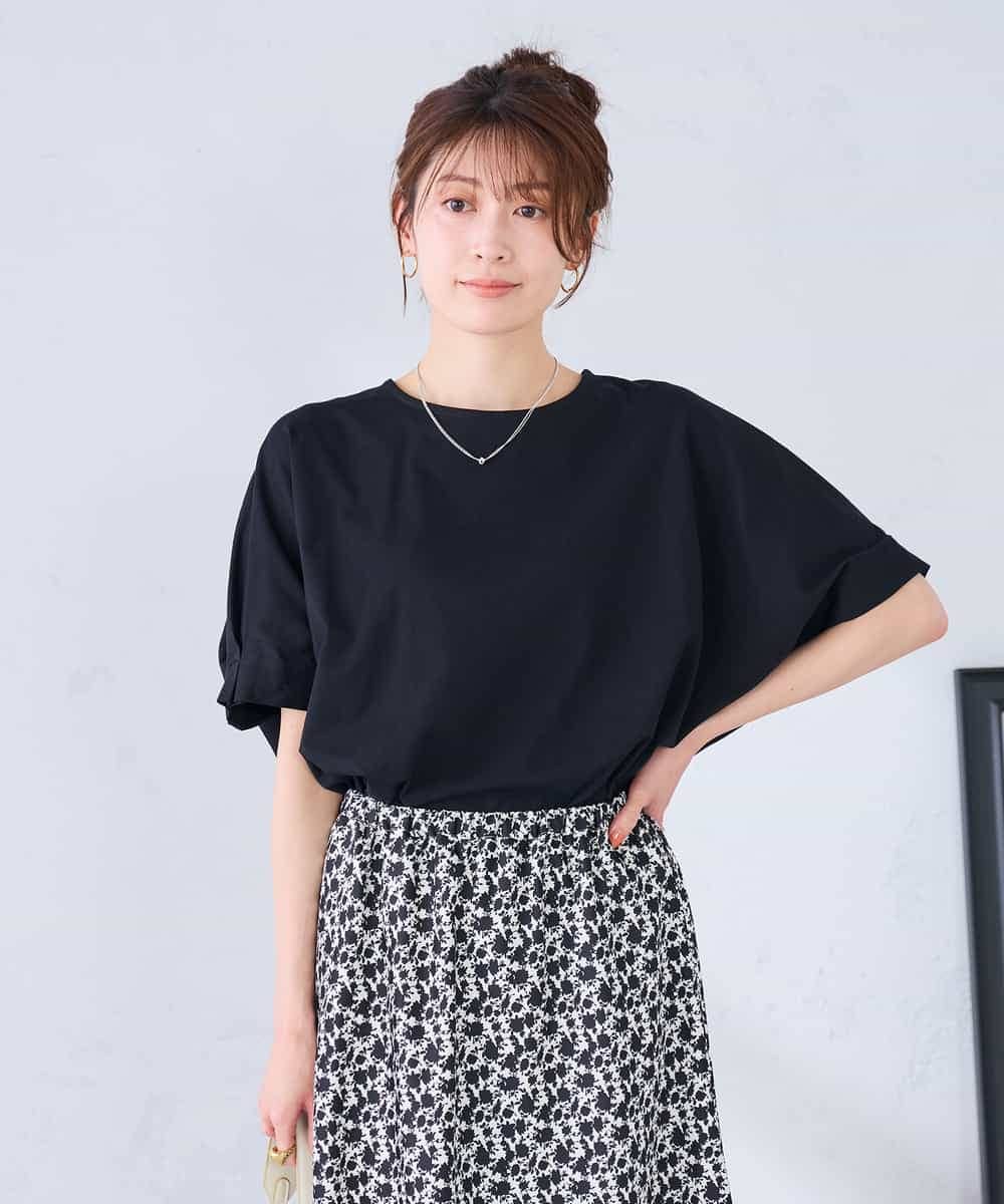 K2KGD37035 a.v.v(アー・ヴェ・ヴェ) 【接触冷感/UVカット/コットン 100%】タックドルマンスリーブカットソー オレンジ