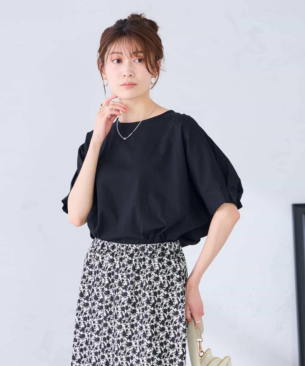 K2KGD37035 a.v.v(アー・ヴェ・ヴェ) 【接触冷感/UVカット/コットン 100%】タックドルマンスリーブカットソー オレンジ