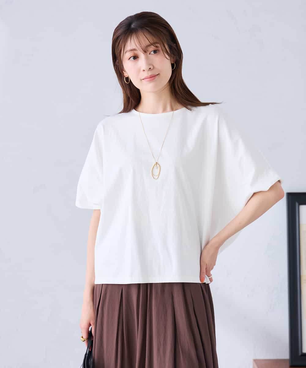 K2KGD37035 a.v.v(アー・ヴェ・ヴェ) 【接触冷感/UVカット/コットン 100%】タックドルマンスリーブカットソー アイボリー