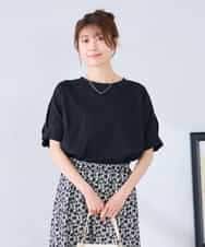 K2KGD37035 a.v.v(アー・ヴェ・ヴェ) 【接触冷感/UVカット/コットン 100%】タックドルマンスリーブカットソー ブラック